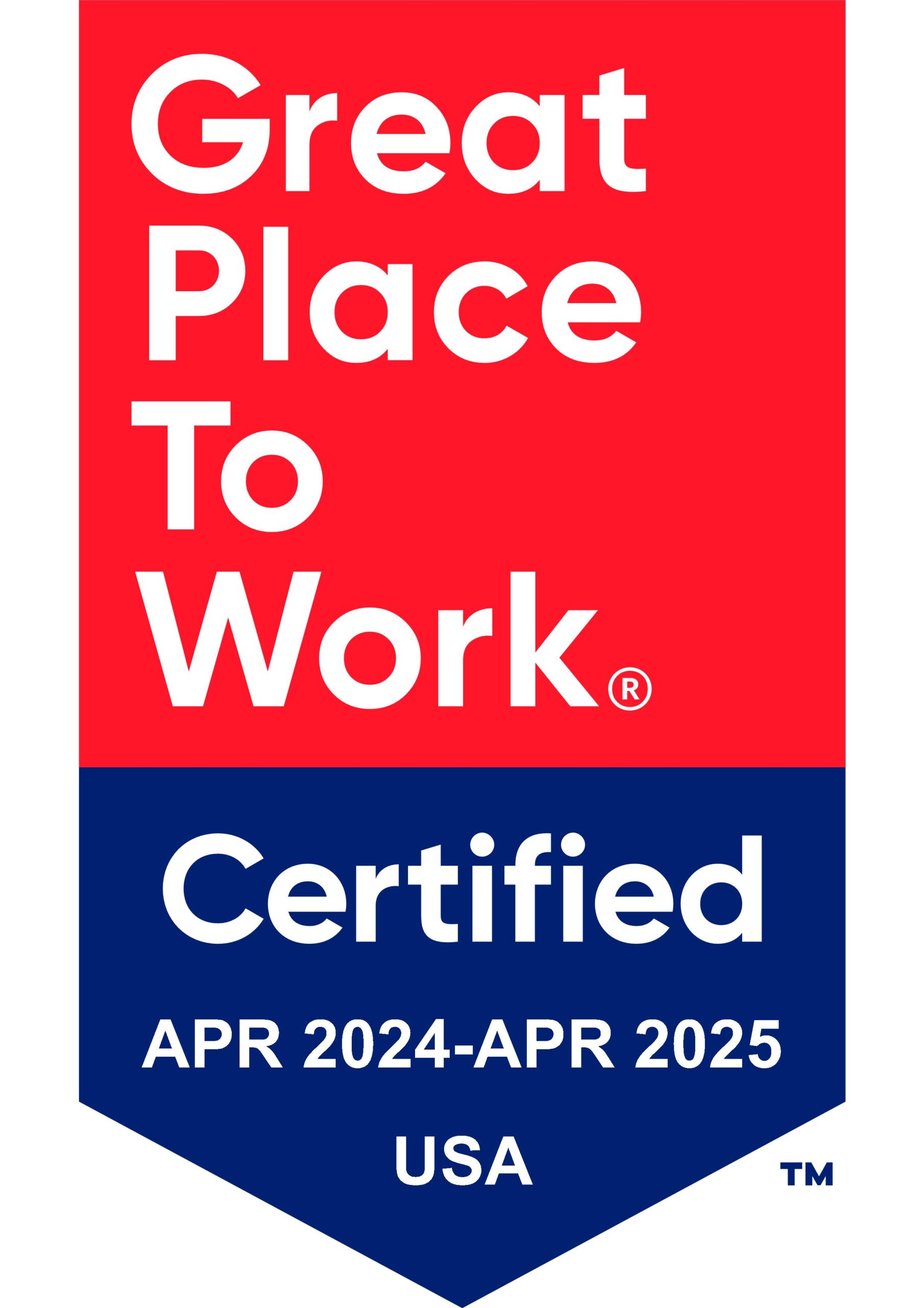  Great place to work certified April 2024 - April 2025